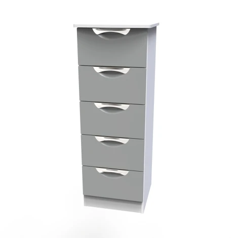 CAM003-DG-WM - Camden Dust Grey & White Matt 5 Drawer Nightstand