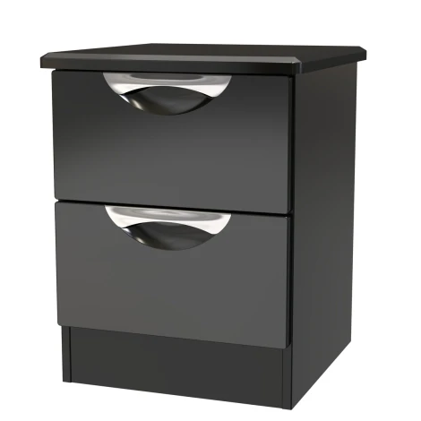 CAM005-BG-BM - Camden Black Gloss 2 Drawer Nightstand