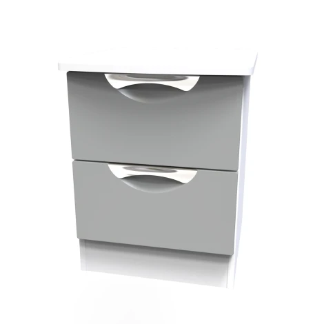 CAM005-DG-WM - Camden Dust Grey & White Matt 2 Drawer Nightstand 