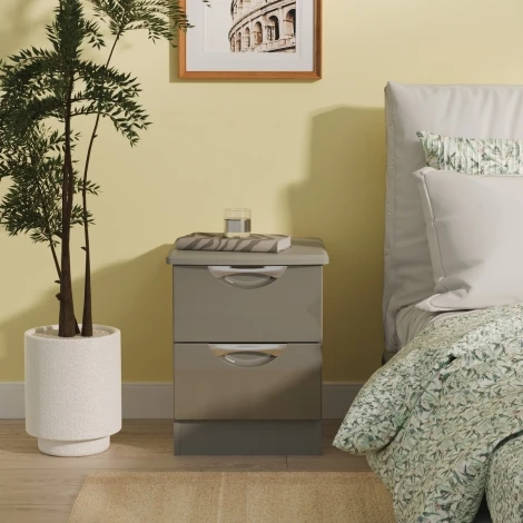 CAM005-GG-DG - Camden Grey Gloss & Dusk Grey 2 Drawer Nightstand 