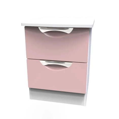 CAM005-KP-WM - Camden Kobe Pink & White Matt 2 Drawer Nightstand 