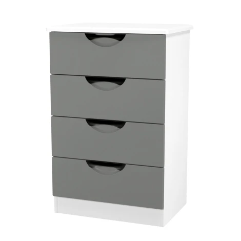 CAM008-DG-WM - Camden Dust Grey & White Matt 4 Drawer Medium Chest