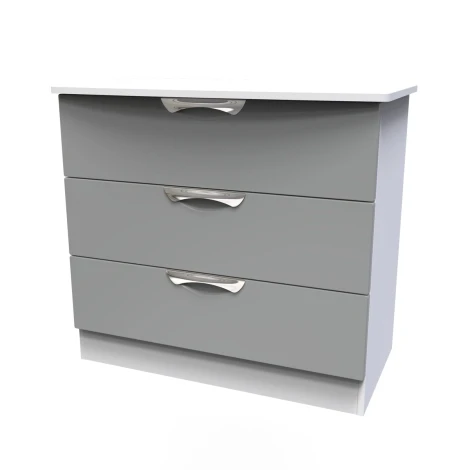 CAM010-DG-WM - Camden Dust Grey & White 3 Drawer Chest