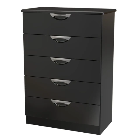 CAM012-BG-BM - Camden Black Gloss 5 Drawer Chest
