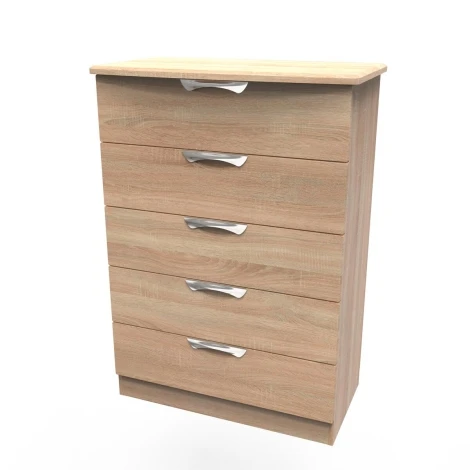CAM012-BO-BO - Camden Bardolino Oak 5 Drawer Chest