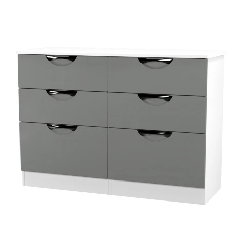 CAM015-DG-WM - Camden Dust Grey & White Matt 6 Drawer Midi Chest