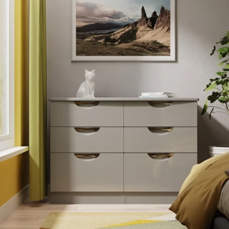 CAM015-GG-DG - Camden Grey Gloss & Dusk Grey 6 Drawer Midi Chest