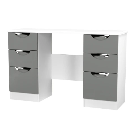 CAM030-DG-WM - Camden Dust Grey & White Matt Double Pedestal Vanity Table