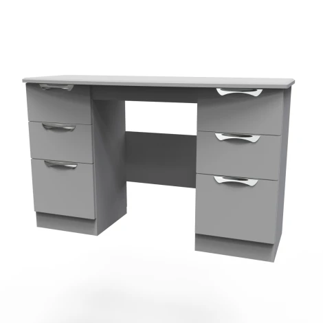 CAM030-GM-GM - Camden Grey Matt Double Pedestal Vanity Table