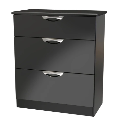 CAM049-BG-BM - Camden Black Gloss 3 Drawer Deep Chest