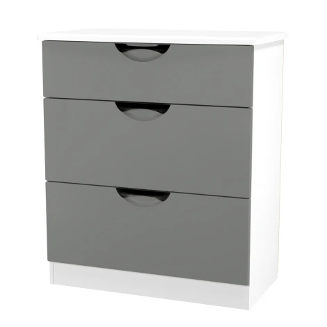 CAM049-DG-WM - Camden Dust Grey & White Matt 3 Drawer Deep Chest