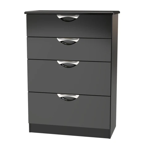 CAM050-BG-BM - Camden Black Gloss 4 Drawer Deep Chest