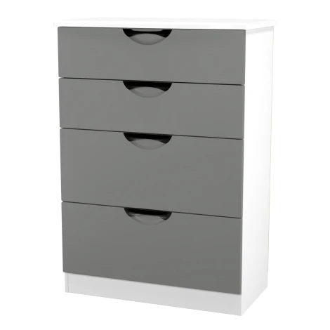 CAM050-DG-WM - Camden Dust Grey & White Matt 4 Drawer Deep Chest