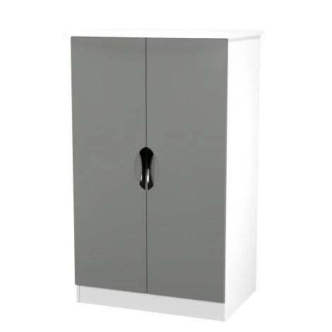 CAM058-DG-WM - Camden Dust Grey & White Matt 2 Door Double Plain Midi Wardrobe