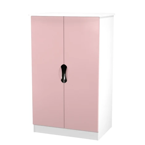 CAM058-KP-WM - Camden Kobe Pink & White Matt 2 Door Double Plain Midi Wardrobe