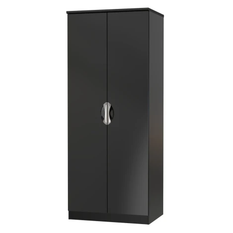 CAM060-BG-BM - Camden Black Gloss 2 Door Double Plain Wardrobe