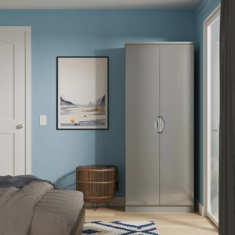 CAM060-GG-DG - Camden Grey Gloss & Dusk Grey 2 Door Double Plain Wardrobe