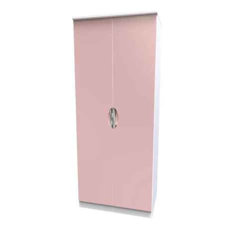 CAM060-KP-WM - Camden Kobe Pink & White Matt 2 Door Double Plain Wardrobe