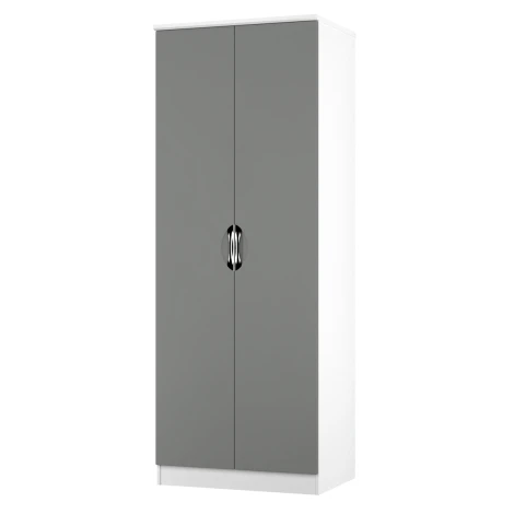 CAM080-DG-WM - Camden Dust Grey & White Matt Tall 2ft6in Plain Double Wardrobe