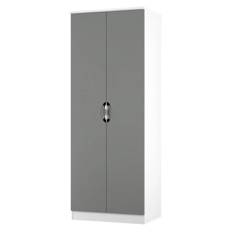 CAM085-DG-WM - Camden Dust Grey & White Matt Tall 2ft6in Double Hanging Wardrobe