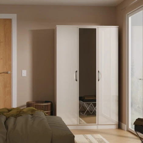 CAM137-KG-KM - Camden Kashmir Gloss & Matt Triple Mirror Wardrobe