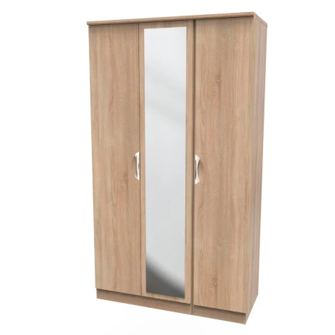 CAM147-BO-BO - Camden Bardolino Oak 3 Door Triple Tall Mirror Wardrobe
