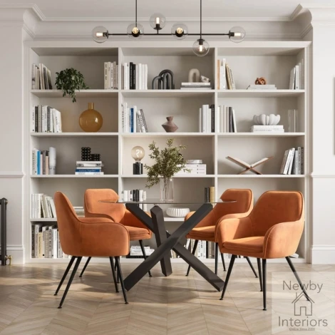 CAPBLADIN* - Capri Clear Glass Top 1.2m Round Dining Table with Black Legs