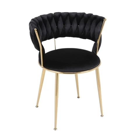 DC1622 - Camellia Black Velvet & Gold Chair (Pair)