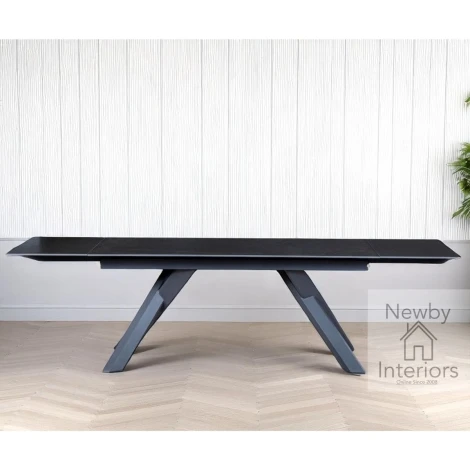 Carbon Dark Grey Matte Ceramic Side Extending Dining Table (180cm-280cm)