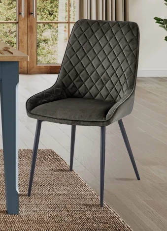 Gun Metal Grey Velvet Dining Chair (Pair) CFR03C