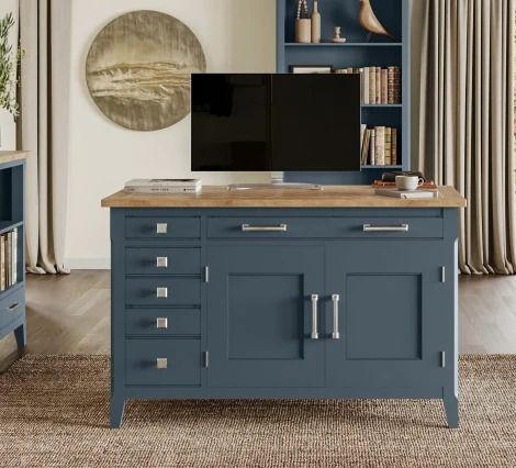 Signature Blue Hidden Home Office Desk CFR06A