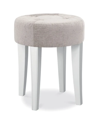 Chantilly White Stool - Grey Fabric