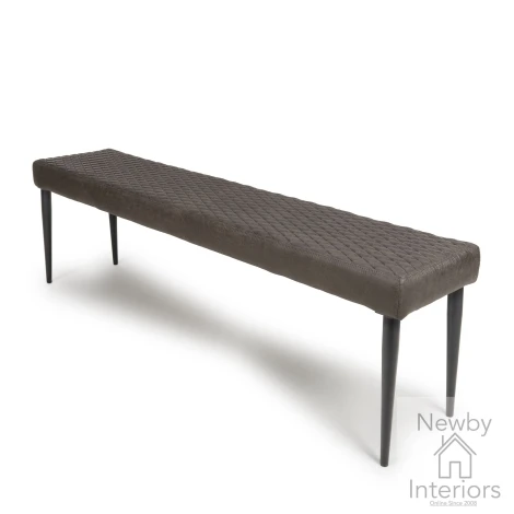 CHA-189S-GR - Charlie Antique Grey Quilted Nubuck Style Fabric Dining Bench 