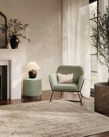 Charles Armchair Sage Velvet / Matte Black
