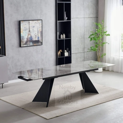 DT241 - Chicago Grey Ceramic Side Extending Dining Table (180-260cm)