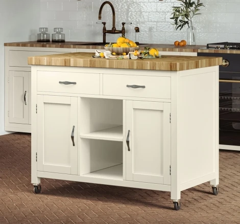 Kitchen Island (Cream) with Butchers Block CKH01A