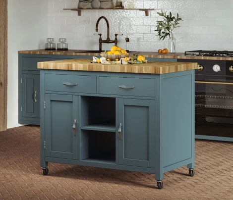 Kitchen Island (Blue) with Butchers Block CKH01C