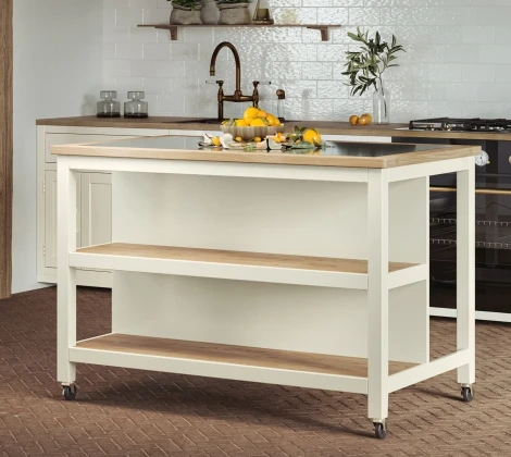 Kitchen Island (Cream) Open with Breakfast Bar CKH02A