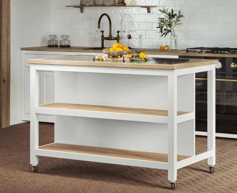 Kitchen Island (White) Open with Breakfast Bar CKH02B
