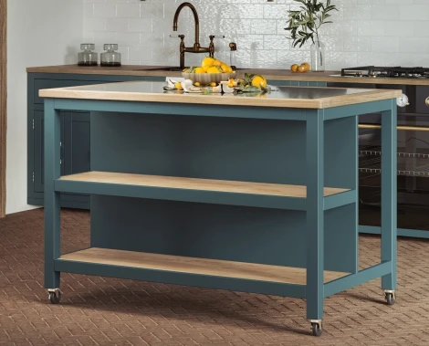 Kitchen Island (Blue) Open with Breakfast Bar CKH02C