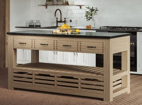 Kitchen Island (Oak) Four Drawer With Black Granite Top CKH03C