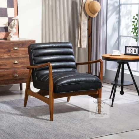 659-14-34-16-03 - Club Black Leather Effect Armchair