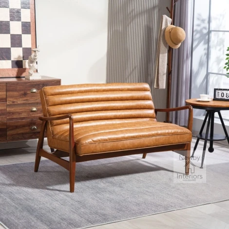660-14-19-16-03 - Club Tan Leather Effect Hallway Bench