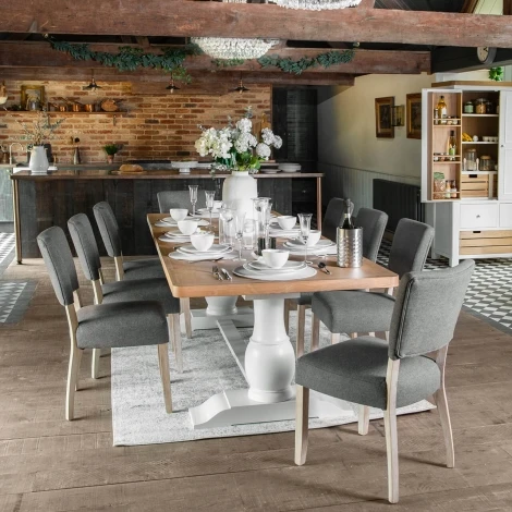 Farmhouse White & Oak 2.2m Extending Dining Table