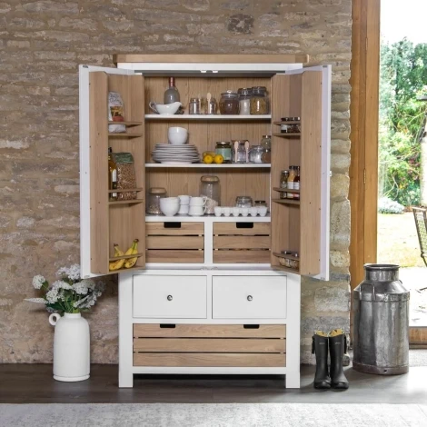 Farmhouse White & Oak Double Larder Unit
