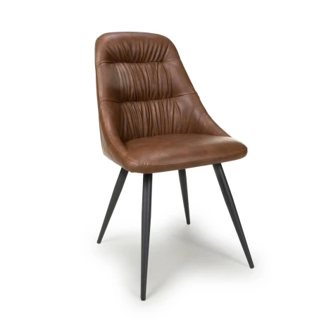 133-14-19-21-01 - Corinth Leather Effect Tan Dining Chair (Pair)