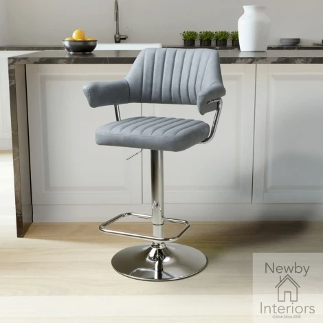 Cortez Light Grey Leather Effect Bar Stool (Pair)