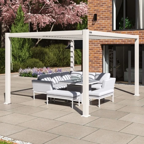 ALU-GB-304015 - Como Pergola Aluminium Rectangular 30x40 Frame Only - White