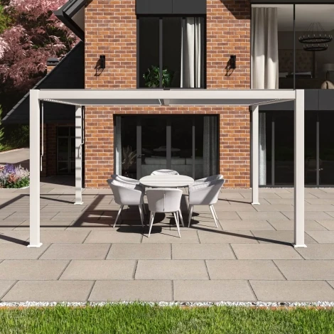 ALU-GB-404015 - Como Pergola Aluminium Square 40x40 Frame Only - White