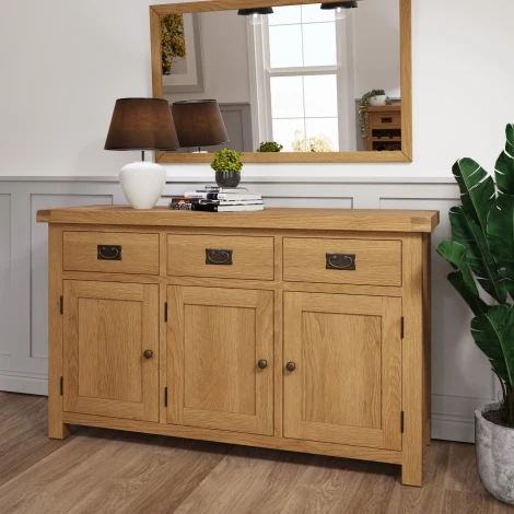 Colton Medium Oak 3 Door 3 Drawer Sideboard